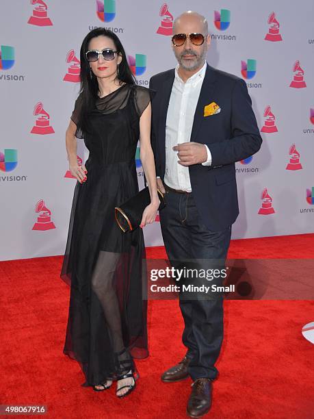 Andres Levin and CuCu Diamantes attend the 16th Latin GRAMMY Awards at the MGM Grand Garden Arena on November 19, 2015 in Las Vegas, Nevada.