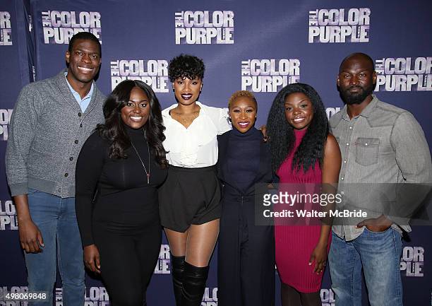 Kyle Scatliffe, Danielle Brooks, Jennifer Hudson, Cynthia Erivo, Joaquina Kalukango and Isaiah Johnson attend 'The Color Purple' Broadway Cast Photo...