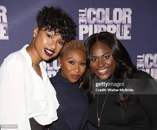 Jennifer Hudson, Cynthia Erivo and Danielle Brooks attend 'The Color Purple' Broadway Cast Photo Call at Intercontinental Hotel on November 20, 2015...