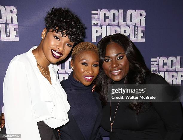 Jennifer Hudson, Cynthia Erivo and Danielle Brooks attend 'The Color Purple' Broadway Cast Photo Call at Intercontinental Hotel on November 20, 2015...