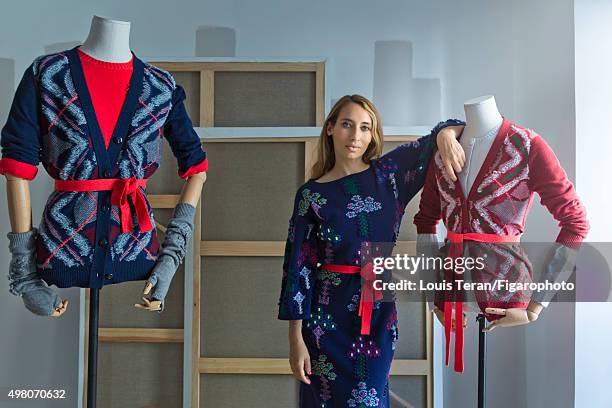 Journalist Alexandra Golovanoff is photographed for Madame Figaro on July 10, 2015 in Paris, France. PUBLISHED IMAGE. CREDIT MUST READ: Louis...