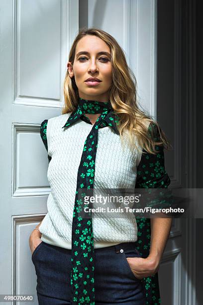Journalist Alexandra Golovanoff is photographed for Madame Figaro on July 10, 2015 in Paris, France. PUBLISHED IMAGE. CREDIT MUST READ: Louis...