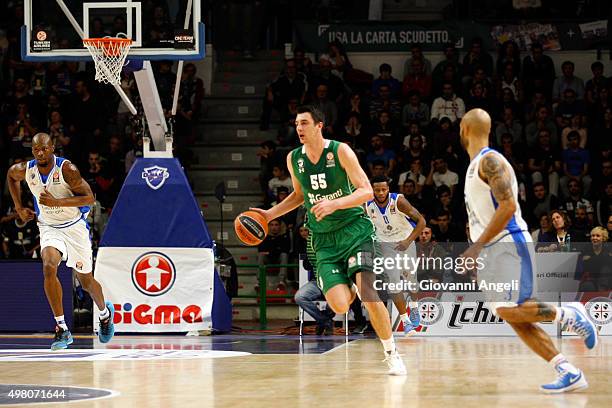 Emir Preldzic, #55 of Darussafaka Dogus Istanbul in action during the Turkish Airlines Euroleague Regular Season Round 6 game between Dinamo Banco di...