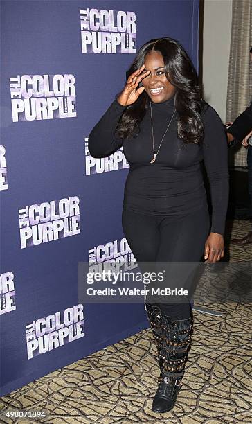 Danielle Brooks attends 'The Color Purple' Broadway Cast Photo Call at Intercontinental Hotel on November 20, 2015 in New York City.