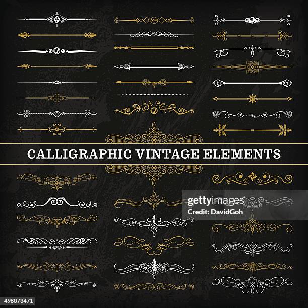illustrazioni stock, clip art, cartoni animati e icone di tendenza di calligraphic chalkboard elementi - dividere