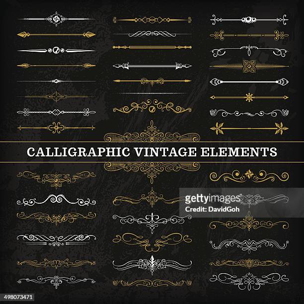 calligraphic chalkboard elements - calligraphy stock illustrations