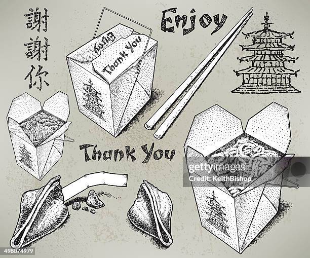 chinese take out food - chinese takeout stock illustrations