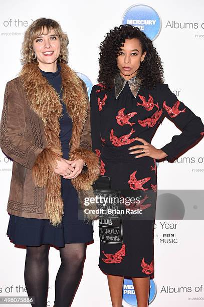 Kate Mossman and Corinne Bailey Rae attend the Mercury Music Prize at BBC Broadcasting House on November 20, 2015 in London, England.