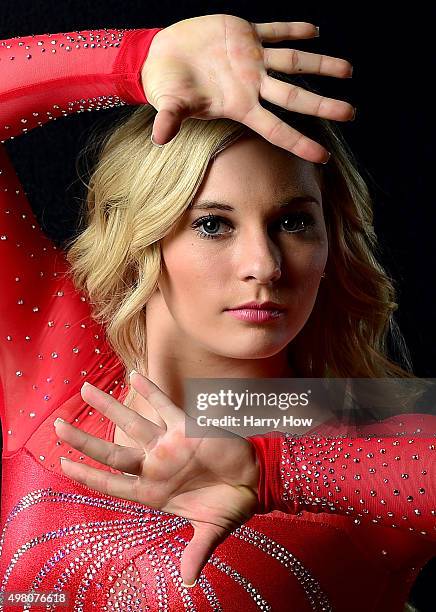 Gymnast MyKayla Skinner poses for a portrait at the USOC Rio Olympics Shoot at Quixote Studios on November 20, 2015 in Los Angeles, California.