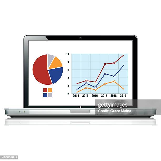 Computer Screen Displays Laptop Graph Of Financial Trends Photos and ...