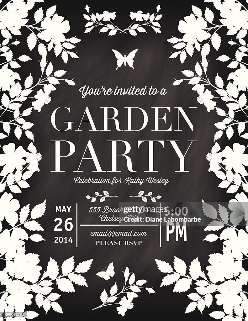 Roses Garden Party Chalkboard Invitation Template