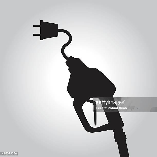 stockillustraties, clipart, cartoons en iconen met black electric gas pump - industrial hose