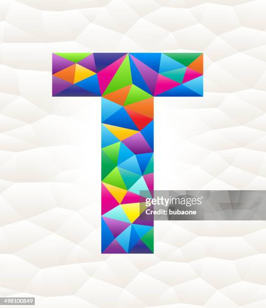 letter t on triangular pattern mosaic royalty free vector art - letter t stock illustrations