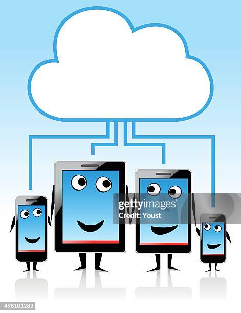 cloud gadgets connection - data collection abstract stock illustrations