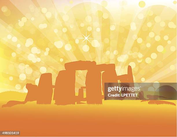 ilustraciones, imágenes clip art, dibujos animados e iconos de stock de stonehenge-ilustración vectorial - solsticio de verano