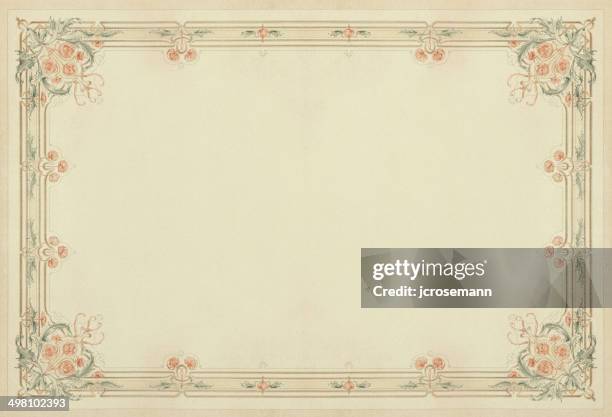 art noveau floral frame work - victorian style stock illustrations