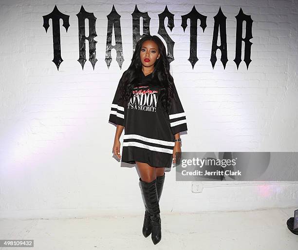 Angela Simmons attends the Trapstar London "Invasion For Peace" US Launch at 201 Mulberry Street on November 20, 2015 in New York City.