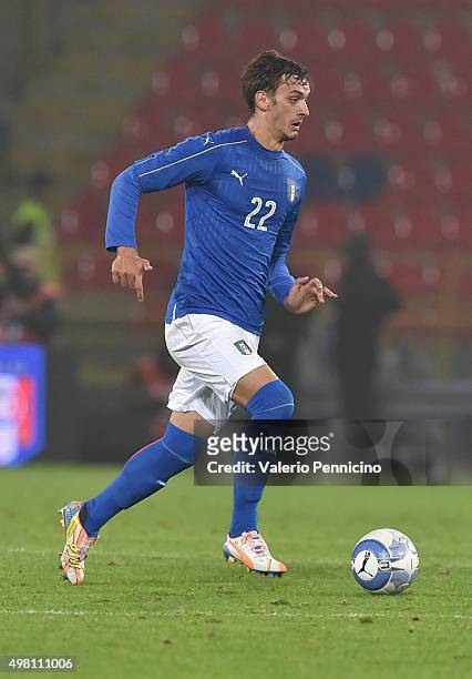 Manolo Gabbiadini of Italy in action during the international friendly match between Italy and Romania at Stadio Renato Dall'Ara on November 17, 2015...