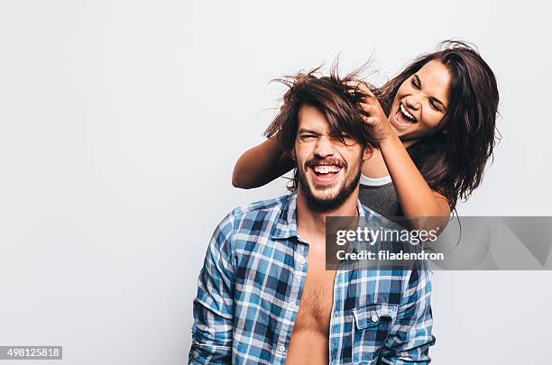 having fun - men hair stock pictures, royalty-free photos & images