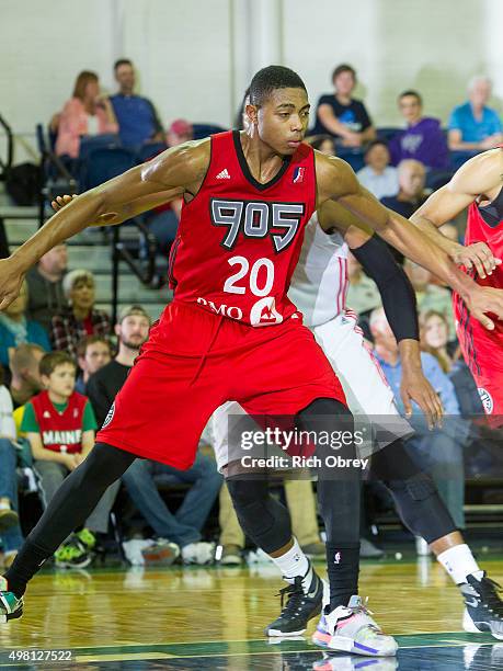 Bruna Caboclo of the Toronto Raptors 905 boxes out against the Maine Red Claws on November 20, 2015 at the Portland Expo in Portland, Maine. NOTE TO...