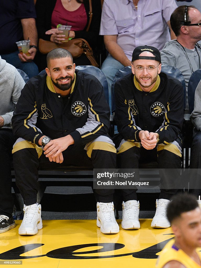 Celebrities At The Los Angeles Lakers Game