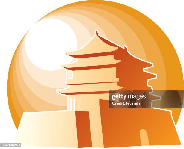 china gate tower - castle gate stock illustrations