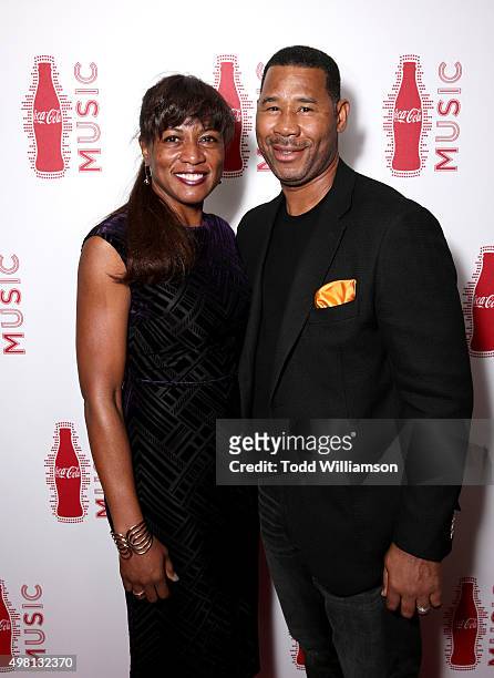 Valencia Bivens and Kevin Bivens attend the 2015 American Music Awards Pre Party with Coca-Cola at the Conga Room on November 20, 2015 in Los...