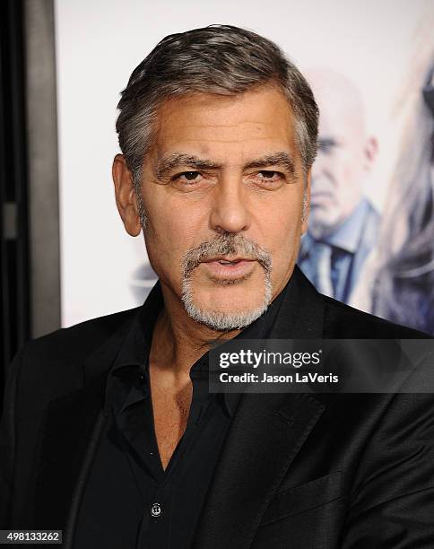 George Clooney attends the premiere of "Our Brand Is Crisis" at TCL Chinese Theatre on October 26, 2015 in Hollywood, California.