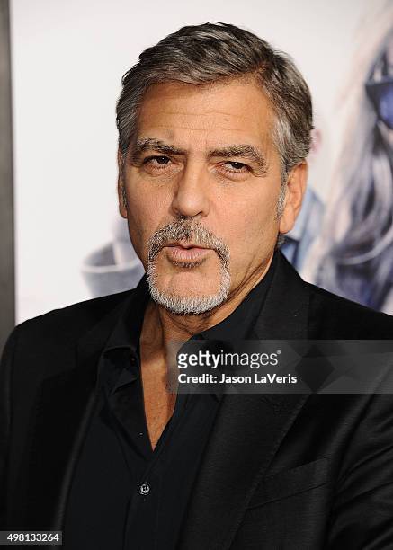 George Clooney attends the premiere of "Our Brand Is Crisis" at TCL Chinese Theatre on October 26, 2015 in Hollywood, California.