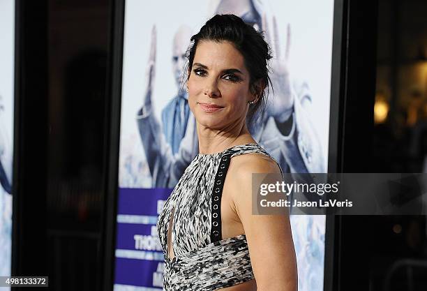 Actress Sandra Bullock attends the premiere of "Our Brand Is Crisis" at TCL Chinese Theatre on October 26, 2015 in Hollywood, California.