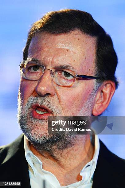 Spain's Prime Minister and President of Partido Popular Mariano Rajoy speaks during the official presentation of the Partido Popular candidates on...