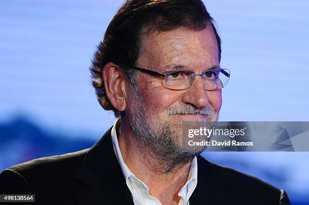 Spain's Prime Minister and President of Partido Popular Mariano Rajoy speaks during the official presentation of the Partido Popular candidates on...