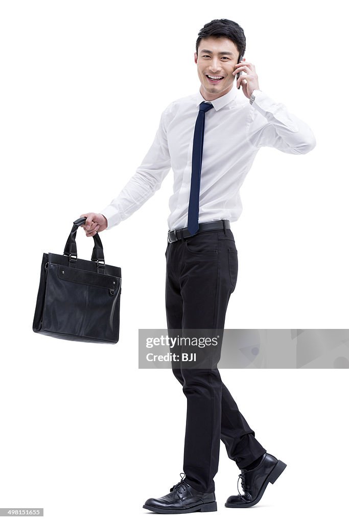Fashionable businessman on the phone