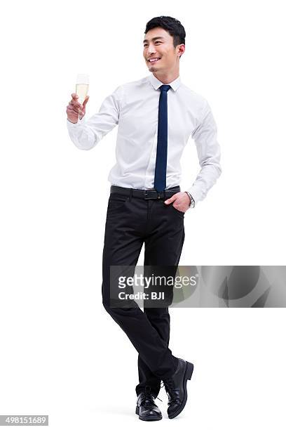 fashionable businessman with champagne - shirt and tie stock pictures, royalty-free photos & images
