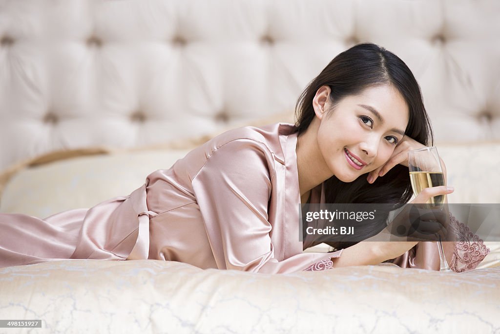 Young woman with champagne