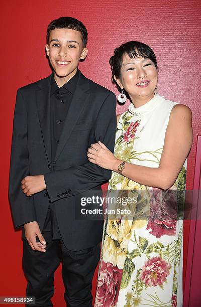 Recording musician Noah East and pianist Hiroko Kokubu pose for a photograph during Kawasaki Jazz on November 21, 2015 in Kawasaki, Japan.