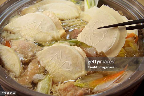 senbei-jiru (soup with pieces of rice cracker) - senbei stock pictures, royalty-free photos & images