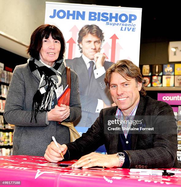 John Bishop meets fans and signs copies of his new DVD 'Supersonic' at HMV on November 21, 2015 in Liverpool, United Kingdom.