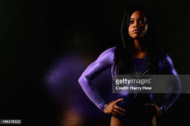 Gymnast Gabby Douglas poses for a portrait at the USOC Rio Olympics Shoot at Quixote Studios on November 20, 2015 in Los Angeles, California.