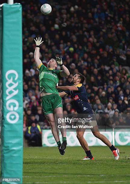 Patrick McBrearty of Ierland and Leigh Montagna of Australia in action during the International Rules Series match between Ireland and Australia at...