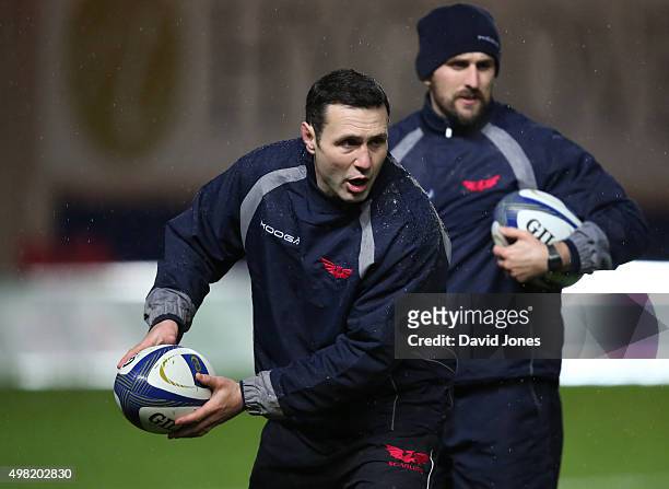 Stephen Jones, Backs Coach of Scarlets before the European Rugby Champions Cup match between Scarlets and Racing 92 at the Parc y Scarlets on...