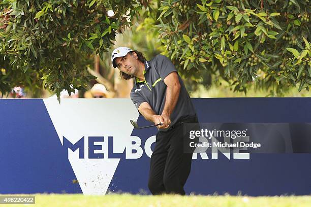 Mathew Goggin of Australia plays out of the rough during the final round of the 2015 Australian Masters at Huntingdale Golf Club on November 22, 2015...