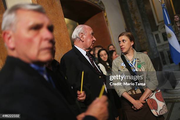 People gather at the start of a ceremony conducted inside Metropolitan Cathedral on November 21, 2015 in Buenos Aires, Argentina. The ceremony was...