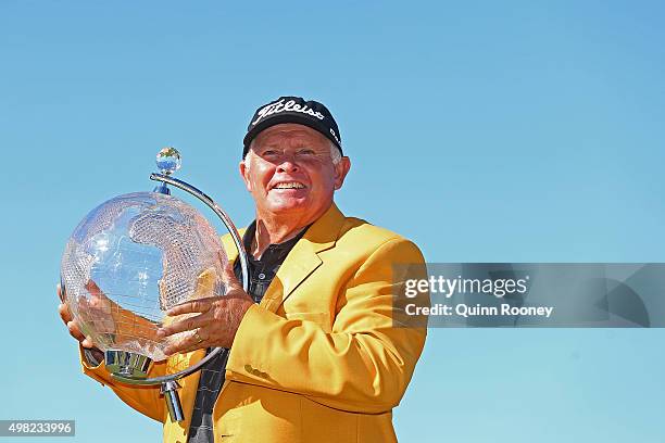 Peter Senior of Australia poses with the trophy during the final round of the 2015 Australian Masters at Huntingdale Golf Club on November 22, 2015...