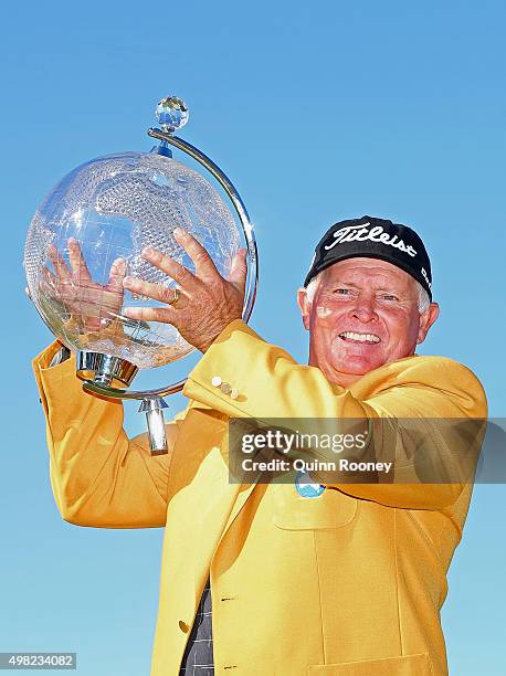 Peter Senior of Australia poses with the trophy during the final round of the 2015 Australian Masters at Huntingdale Golf Club on November 22, 2015...