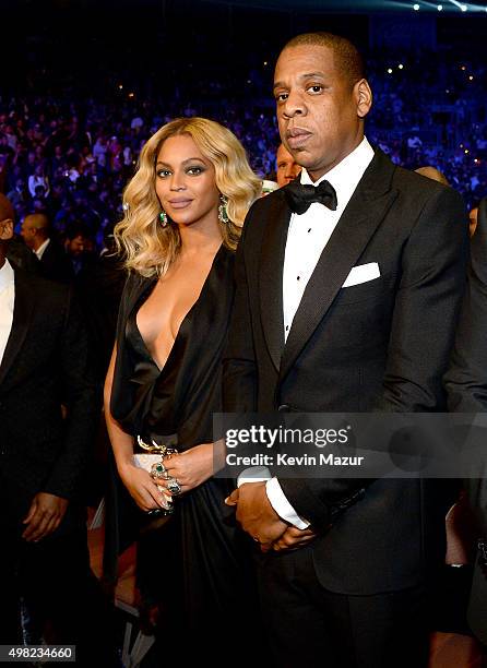 Singer Beyonce Knowles and Rapper Jay-Z attend Roc Nation Sports, Golden Boy Promotions, Miguel Cotto Promotions And Canelo Promotions Present Miguel...