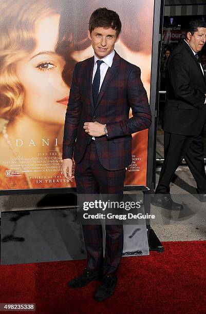 Actor Eddie Redmayne arrives at the premiere of Focus Features' "The Danish Girl" at Westwood Village Theatre on November 21, 2015 in Westwood,...