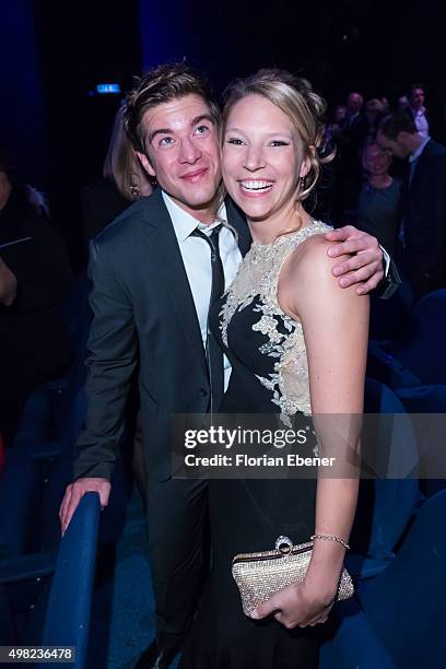 Viktoria Schuessler and Philipp Danne attend the 'Bodyguard - Das Musical' gala premiere at Musical Dome Koeln on November 21, 2015 in Cologne,...