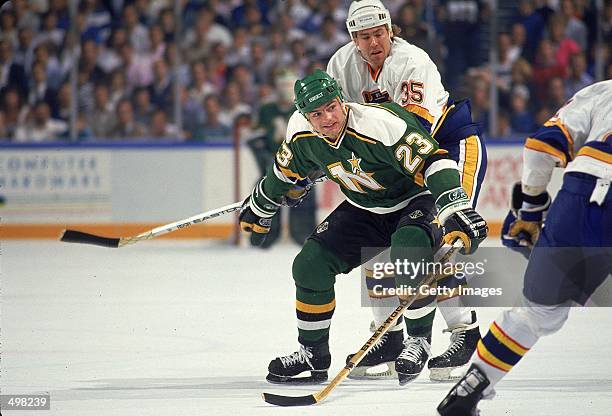Brian Bellows of the Minnesota North Stars moves on the ice during a game.