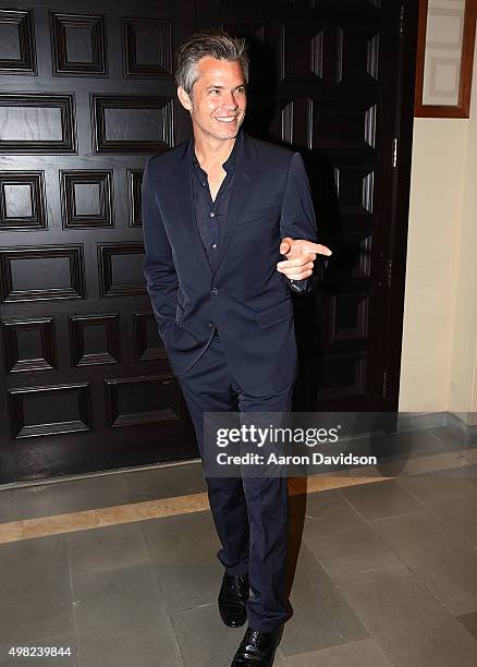 Timothy Olyphant participates in 2015 Chris Evert/Raymond James Pro-Celebrity Tennis Classic at Boca Raton Resort on November 21, 2015 in Boca Raton,...